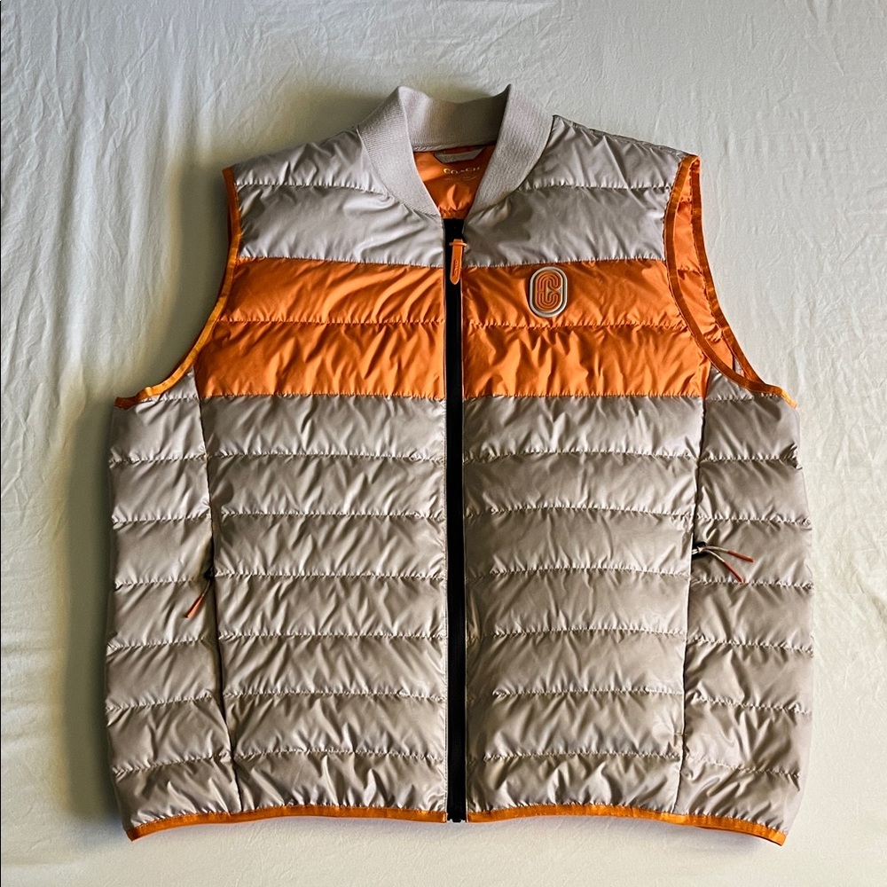 Coach Men's Quilted Vest - Orange & Cream (Style C7799)